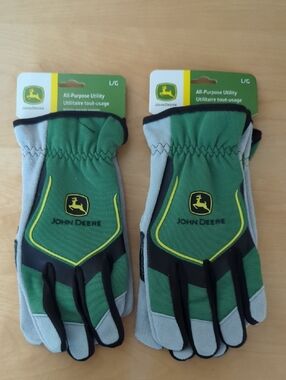 JOHN DEERE ALL-PURPOSE UTILITY GLOVES-LEATHER PALM ( size Large)